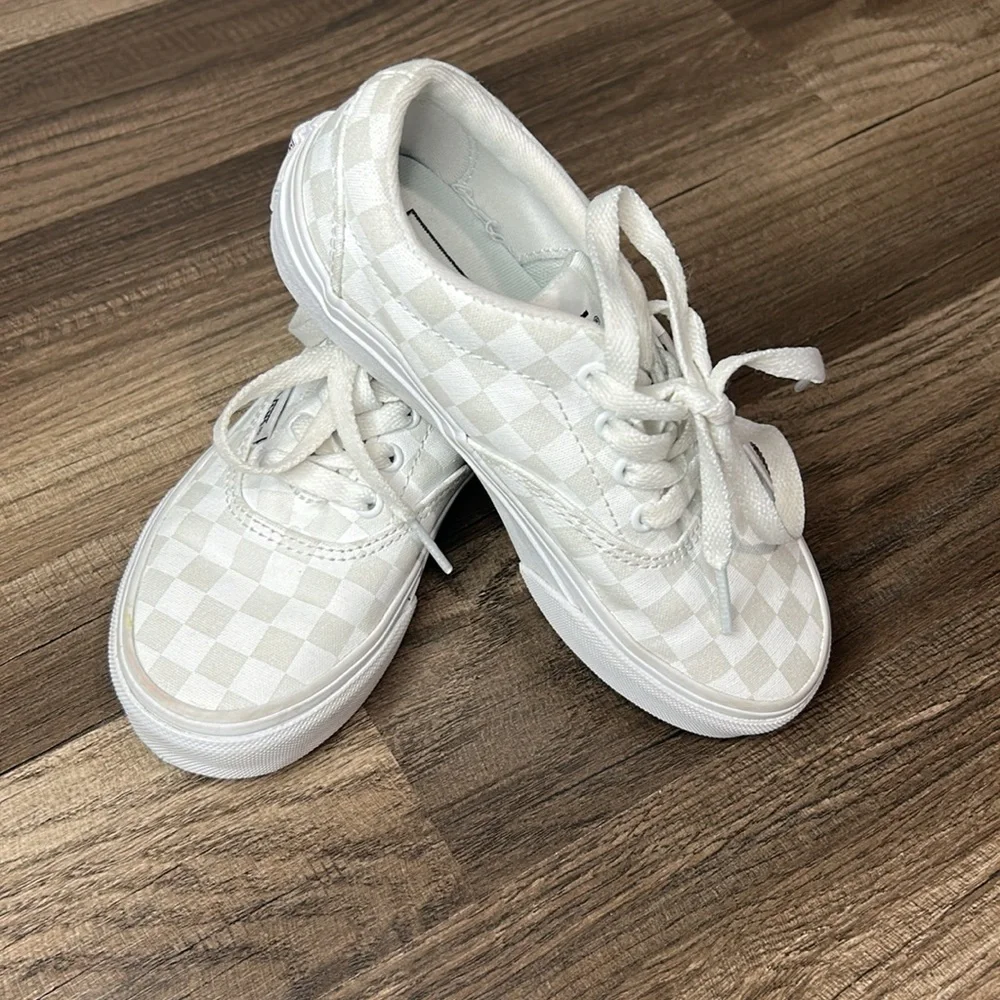 Vans Kids White Checkered Sneakers